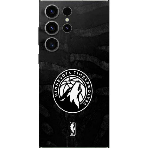 NBA Minnesota Timberwolves Black Animal Print Galaxy S25 Ultra Skin