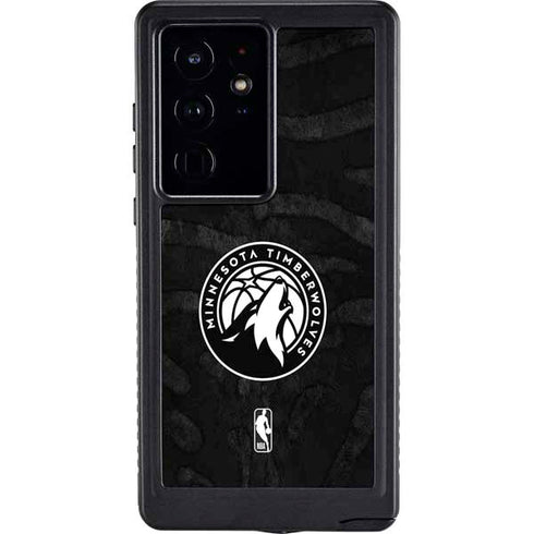 NBA Minnesota Timberwolves Black Animal Print Galaxy S24 Ultra Waterproof Case