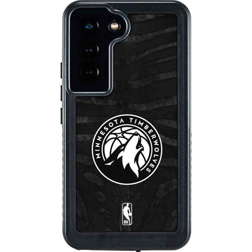 NBA Minnesota Timberwolves Black Animal Print Galaxy S24 Waterproof Case