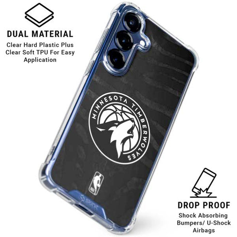 NBA Minnesota Timberwolves Black Animal Print Galaxy S25 Clear Case
