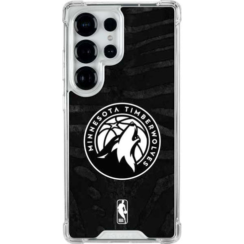 NBA Minnesota Timberwolves Black Animal Print Galaxy S25 Ultra Clear Case