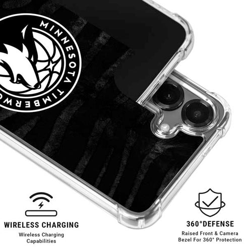 NBA Minnesota Timberwolves Black Animal Print Galaxy S26 Clear Case