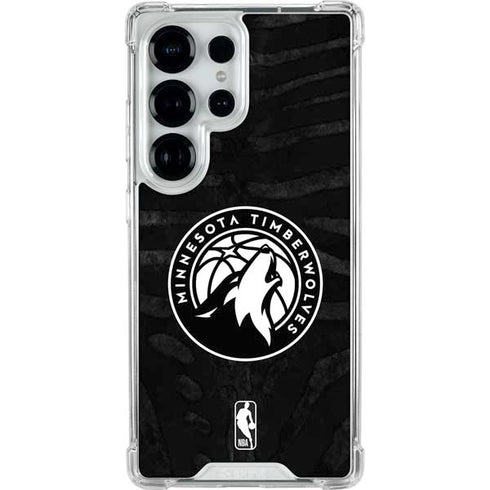 NBA Minnesota Timberwolves Black Animal Print Galaxy S26 Ultra Clear Case