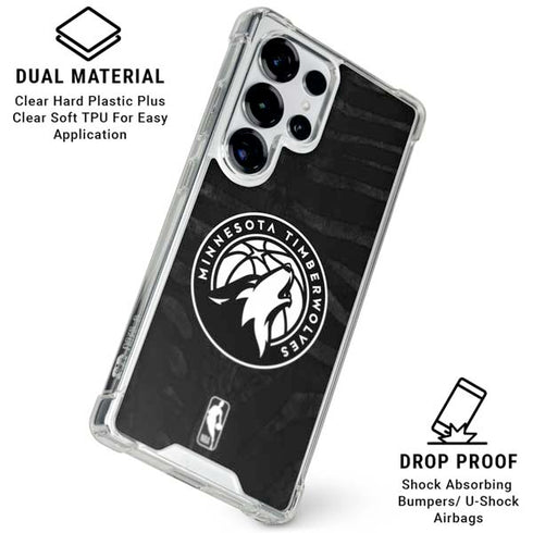 NBA Minnesota Timberwolves Black Animal Print Galaxy S26 Ultra Clear Case