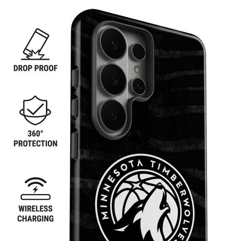 NBA Minnesota Timberwolves Black Animal Print Galaxy S26 Ultra Impact Case