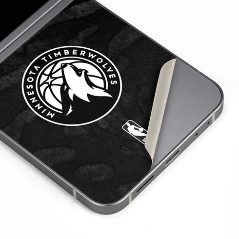 NBA Minnesota Timberwolves Black Animal Print Galaxy Z Flip6 Skin