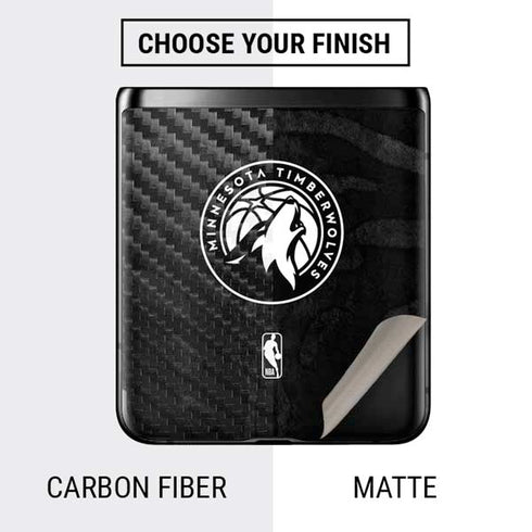 NBA Minnesota Timberwolves Black Animal Print Galaxy Z Flip Skin