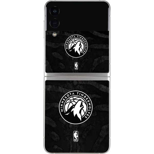 NBA Minnesota Timberwolves Black Animal Print Galaxy Z Flip3 5G Skin