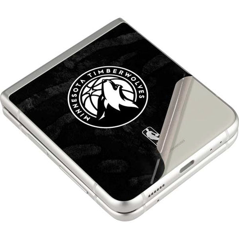 NBA Minnesota Timberwolves Black Animal Print Galaxy Z Flip3 5G Skin