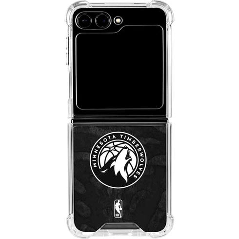 NBA Minnesota Timberwolves Black Animal Print Galaxy Z Flip5 5G Clear Case
