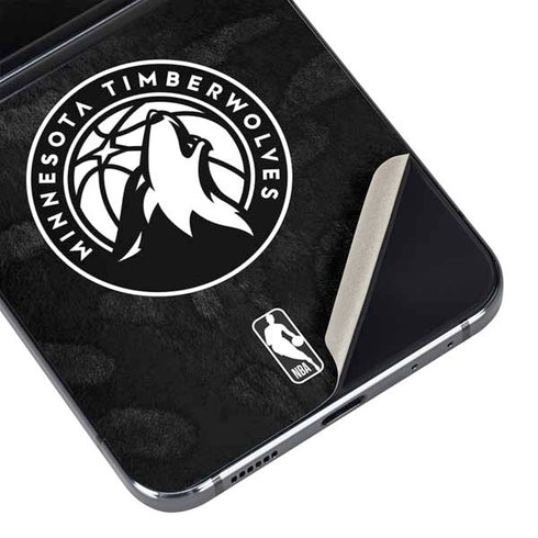 NBA Minnesota Timberwolves Black Animal Print Galaxy Z Flip5 5G Skin