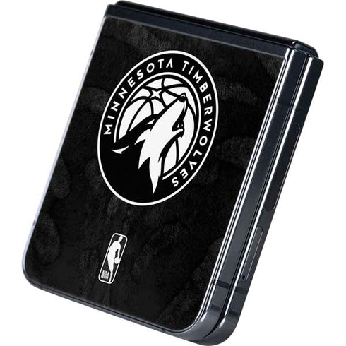 NBA Minnesota Timberwolves Black Animal Print Galaxy Z Flip5 5G Skin