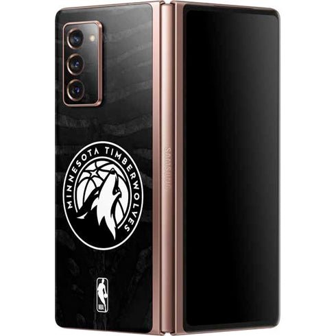 NBA Minnesota Timberwolves Black Animal Print Galaxy Z Fold2 5G Skin