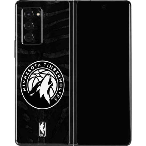 NBA Minnesota Timberwolves Black Animal Print Galaxy Z Fold2 5G Skin