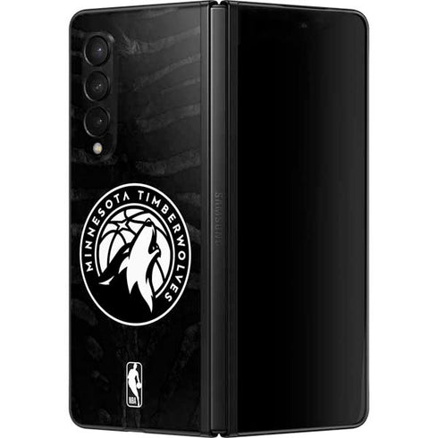 NBA Minnesota Timberwolves Black Animal Print Galaxy Z Fold3 5G Skin