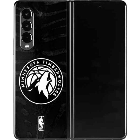 NBA Minnesota Timberwolves Black Animal Print Galaxy Z Fold3 5G Skin