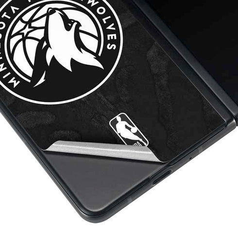 NBA Minnesota Timberwolves Black Animal Print Galaxy Z Fold3 5G Skin