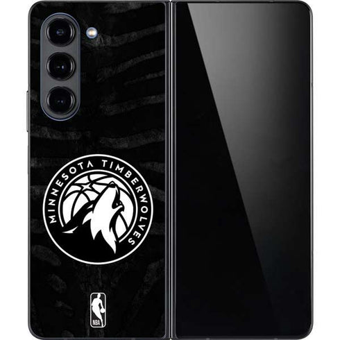 NBA Minnesota Timberwolves Black Animal Print Galaxy Z Fold5 5G Skin