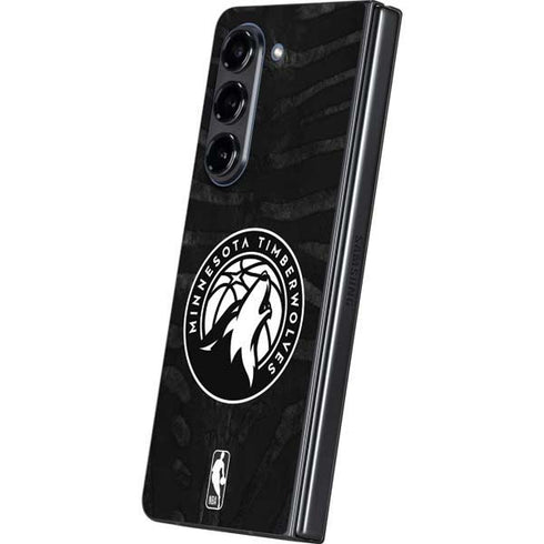 NBA Minnesota Timberwolves Black Animal Print Galaxy Z Fold5 5G Skin