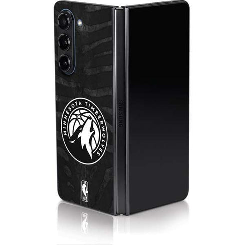 NBA Minnesota Timberwolves Black Animal Print Galaxy Z Fold5 5G Skin