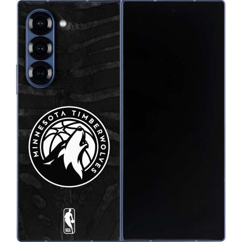 NBA Minnesota Timberwolves Black Animal Print Galaxy Z Fold6 Skin