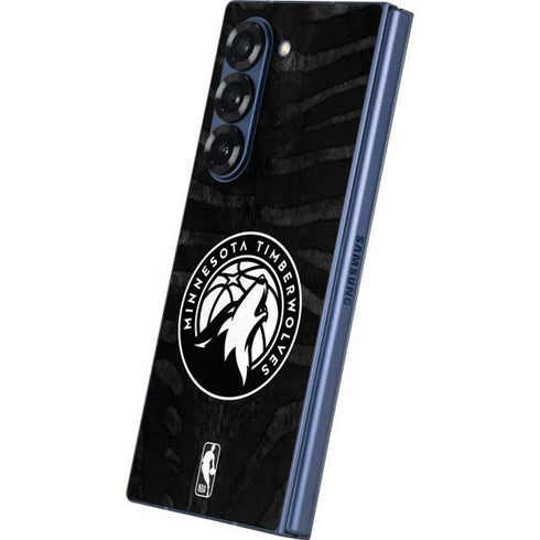 NBA Minnesota Timberwolves Black Animal Print Galaxy Z Fold6 Skin