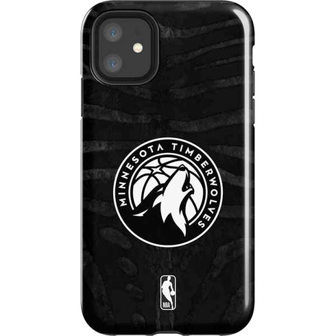NBA Minnesota Timberwolves Black Animal Print iPhone 11 Impact Case