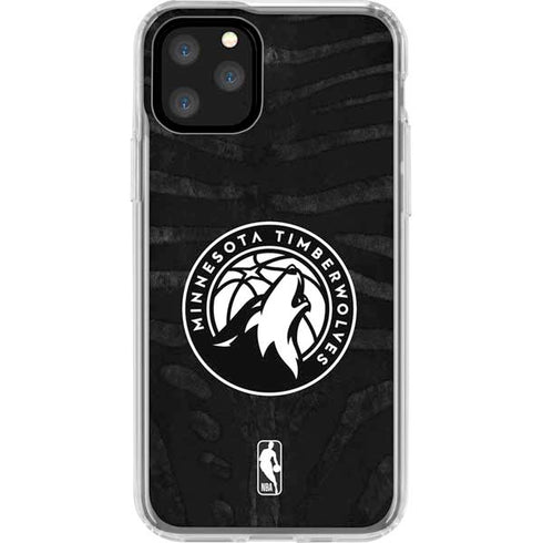 NBA Minnesota Timberwolves Black Animal Print iPhone 11 Pro Clear Case