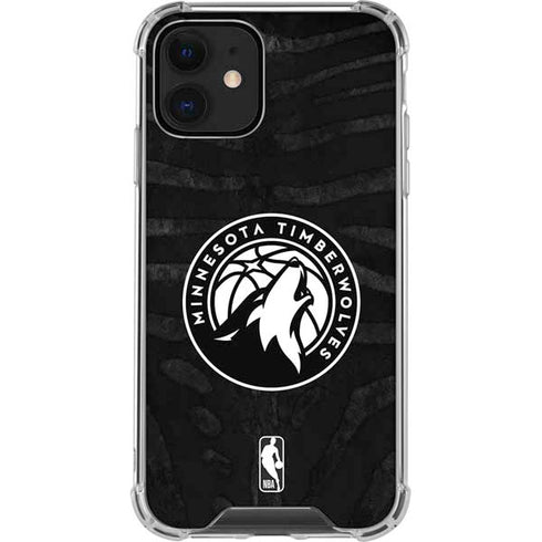 NBA Minnesota Timberwolves Black Animal Print iPhone 12 Clear Case