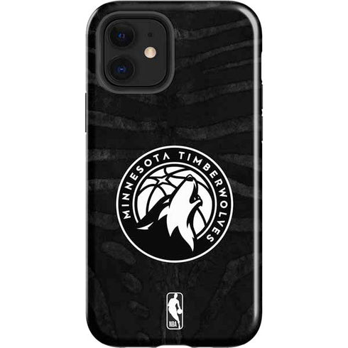 NBA Minnesota Timberwolves Black Animal Print iPhone 12 Impact Case