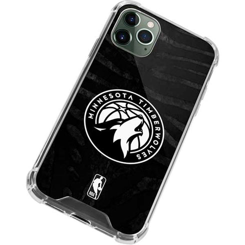 NBA Minnesota Timberwolves Black Animal Print iPhone 12 Pro Clear Case
