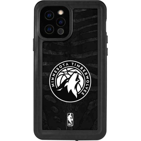 NBA Minnesota Timberwolves Black Animal Print iPhone 12 Pro Waterproof Case