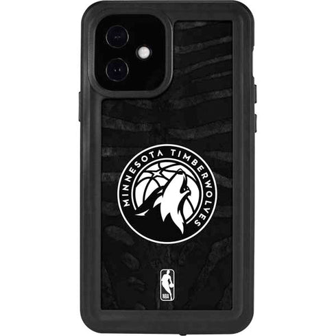 NBA Minnesota Timberwolves Black Animal Print iPhone 12 Waterproof Case
