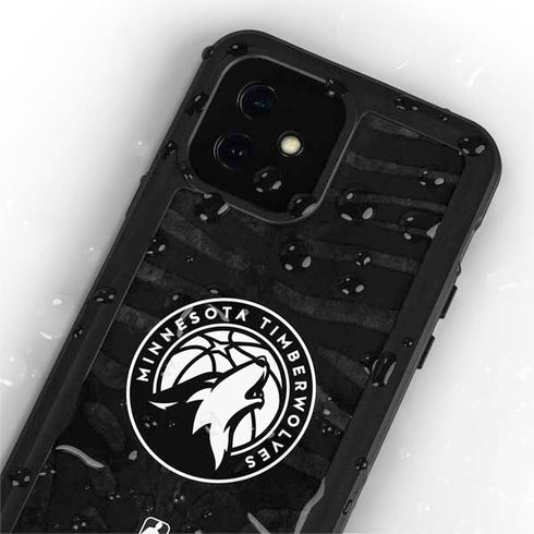 NBA Minnesota Timberwolves Black Animal Print iPhone 12 Waterproof Case