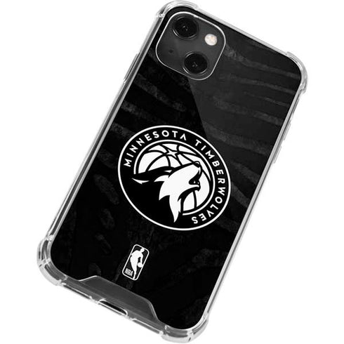 NBA Minnesota Timberwolves Black Animal Print iPhone 13 Mini Clear Case