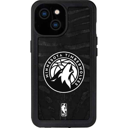 NBA Minnesota Timberwolves Black Animal Print iPhone 13 Mini Waterproof Case