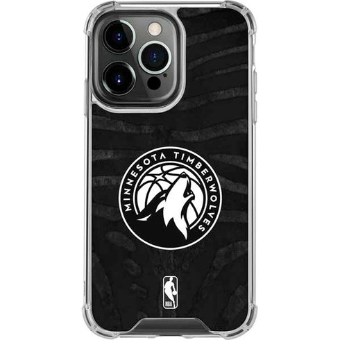NBA Minnesota Timberwolves Black Animal Print iPhone 13 Pro Clear Case