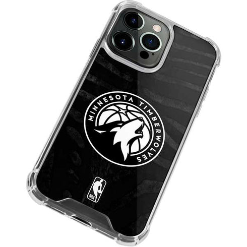 NBA Minnesota Timberwolves Black Animal Print iPhone 13 Pro Clear Case