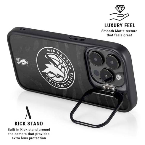 NBA Minnesota Timberwolves Black Animal Print iPhone 13 Pro Kickstand Case