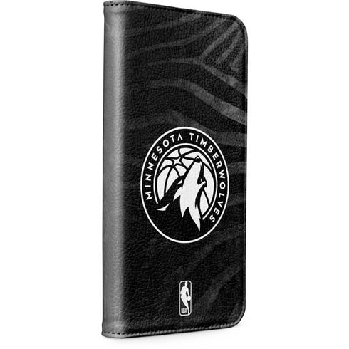 NBA Minnesota Timberwolves Black Animal Print iPhone 14 Pro Folio Case