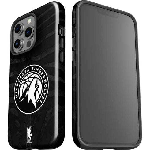 NBA Minnesota Timberwolves Black Animal Print iPhone 14 Pro Impact Case