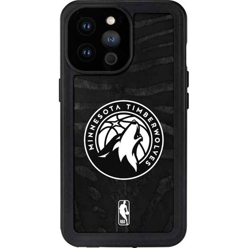 NBA Minnesota Timberwolves Black Animal Print iPhone 14 Pro Max Waterproof Case