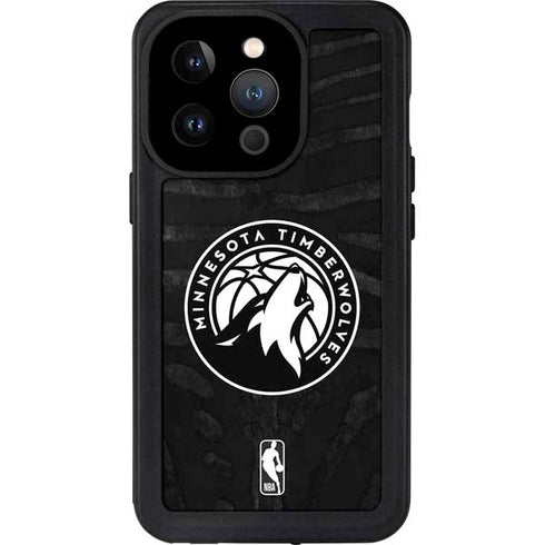 NBA Minnesota Timberwolves Black Animal Print iPhone 14 Pro Waterproof Case