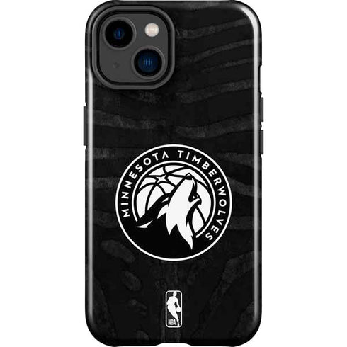NBA Minnesota Timberwolves Black Animal Print iPhone 15 Impact Case