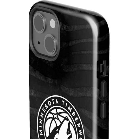 NBA Minnesota Timberwolves Black Animal Print iPhone 15 Impact Case