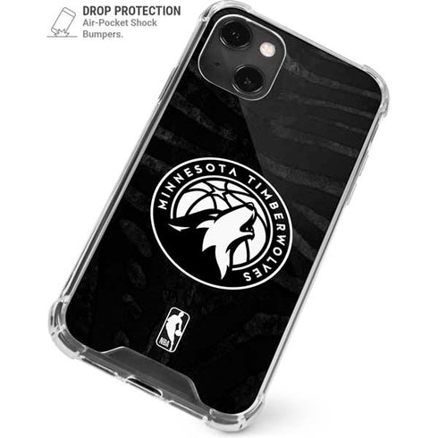 NBA Minnesota Timberwolves Black Animal Print iPhone 15 Plus Clear Case