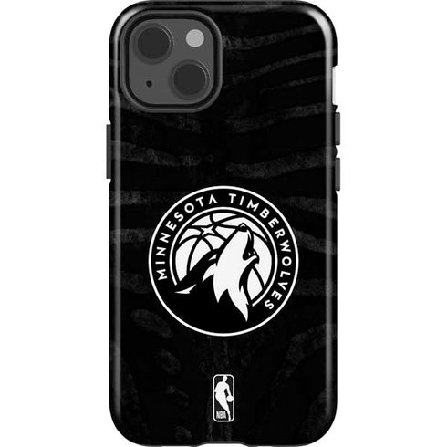 NBA Minnesota Timberwolves Black Animal Print iPhone 15 Plus Impact Case