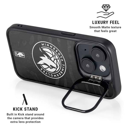 NBA Minnesota Timberwolves Black Animal Print iPhone 15 Plus Kickstand Case