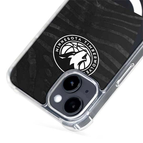 NBA Minnesota Timberwolves Black Animal Print iPhone 15 Plus MagSafe Case