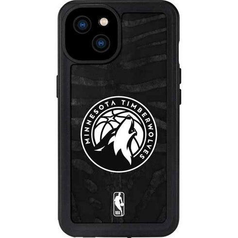 NBA Minnesota Timberwolves Black Animal Print iPhone 15 Plus Waterproof Case